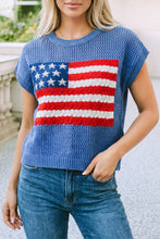 Load image into Gallery viewer, LDC Flag Graphic Short Sleeve Sweater Top: Fiery Red / S
