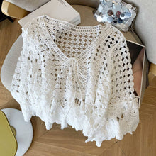 Load image into Gallery viewer, Crochet Hollow Out Cropped Beach Cover Up: White / Missy / One Size
