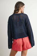 Load image into Gallery viewer, Crew Neck Crochet Sweater CREAM STAR S-M-L
