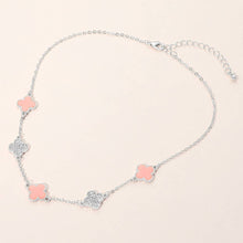 Load image into Gallery viewer, Gold Dipped Quatrefoil Link Necklace: Gold,White
