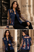 Load image into Gallery viewer, 2406-D - Denim Lace Jacket with Floral Embroidery: XL
