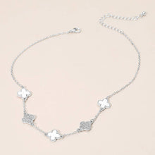 Load image into Gallery viewer, Gold Dipped Quatrefoil Link Necklace: Gold,White

