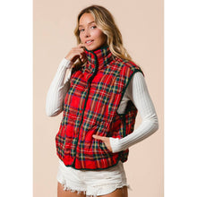 Load image into Gallery viewer, VINTAGE CHRISTMAS PLAID QUILTING VEST: RED MULTI / L

