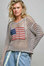 Load image into Gallery viewer, Long sleeve American Flag Hoodie Thin Sweater Top : Black S M L
