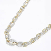 Load image into Gallery viewer, 14K Gold Plated Two Tone CZ Paved Mariner Link Necklace
