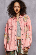 Load image into Gallery viewer, Balloon sleeve floral patch detail denim jacket: DENIM / M
