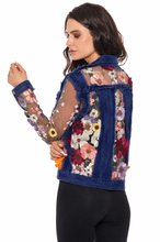 Load image into Gallery viewer, 2406-D - Denim Lace Jacket with Floral Embroidery: XL
