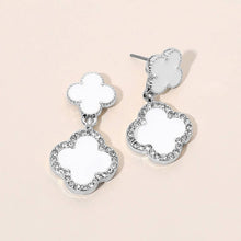 Load image into Gallery viewer, Gold Dipped Double Quatrefoil Link Drop Earrings: Red,Rhodium
