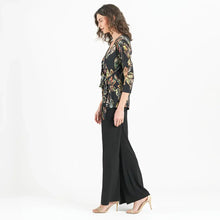 Load image into Gallery viewer, TU335P1 - Surplice Faux Wrap Side Tie Tunic, Leaf Colorburst: Black Multi / S

