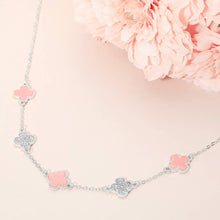 Load image into Gallery viewer, Gold Dipped Quatrefoil Link Necklace: Black,Rhodium
