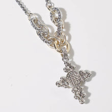 Load image into Gallery viewer, Two-Tone CZ Cross Pendant Chain Necklace: C / ONE SIZE
