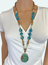 Load image into Gallery viewer, Cultured Pearl &amp; Multi Gemstones Beaded Pendant Necklace
