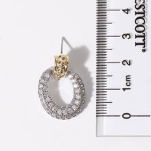 Load image into Gallery viewer, Two -Tone CZ Circle Drop Earrings: E / ONE SIZE
