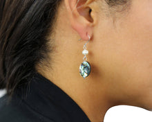Load image into Gallery viewer, Abalone &amp; Pearl Drop Silver Earring: Silver
