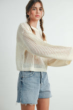 Load image into Gallery viewer, Crew Neck Crochet Sweater CREAM STAR S-M-L
