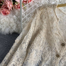 Load image into Gallery viewer, Crochet Cutout Long Sleeve Lace Mesh Top: White / Missy / One Size
