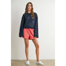 Load image into Gallery viewer, Crew Neck STAR Crochet Sweater - NAVY / S-M-L
