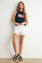 Load image into Gallery viewer, Flag Print Knitted Sleeveless Sweater - BMW7749: NAVY MULTI / S
