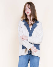 Load image into Gallery viewer, Soho Denim Trim Boyfriend Cardigan: BEIGE / S/M, L/XL
