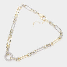 Load image into Gallery viewer, 14K Gold Plated CZ Stone Paved Open Circle Pointed Necklace
