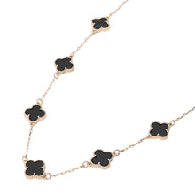 Load image into Gallery viewer, Quatrefoil Stone Station Necklace: Black Rhodium
