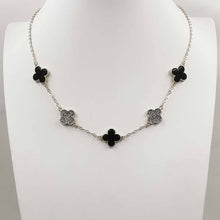 Load image into Gallery viewer, Gold Dipped Quatrefoil Link Necklace: Gold,White
