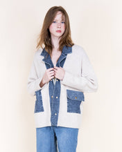 Load image into Gallery viewer, Soho Denim Trim Boyfriend Cardigan: BEIGE / S/M, L/XL
