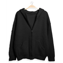 Load image into Gallery viewer, Solid Color Plain Zippered Warm Hoodie: Black / One Size
