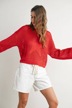 Load image into Gallery viewer, Crew Neck Crochet Sweater CREAM STAR S-M-L
